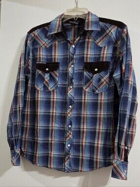 Not Of This Wotld Blue Plaid Long-Sleeve Shirt